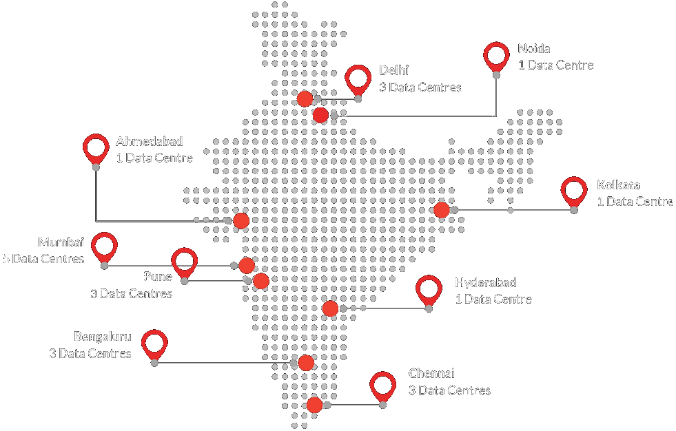 India Map with STT GDC India's data centres